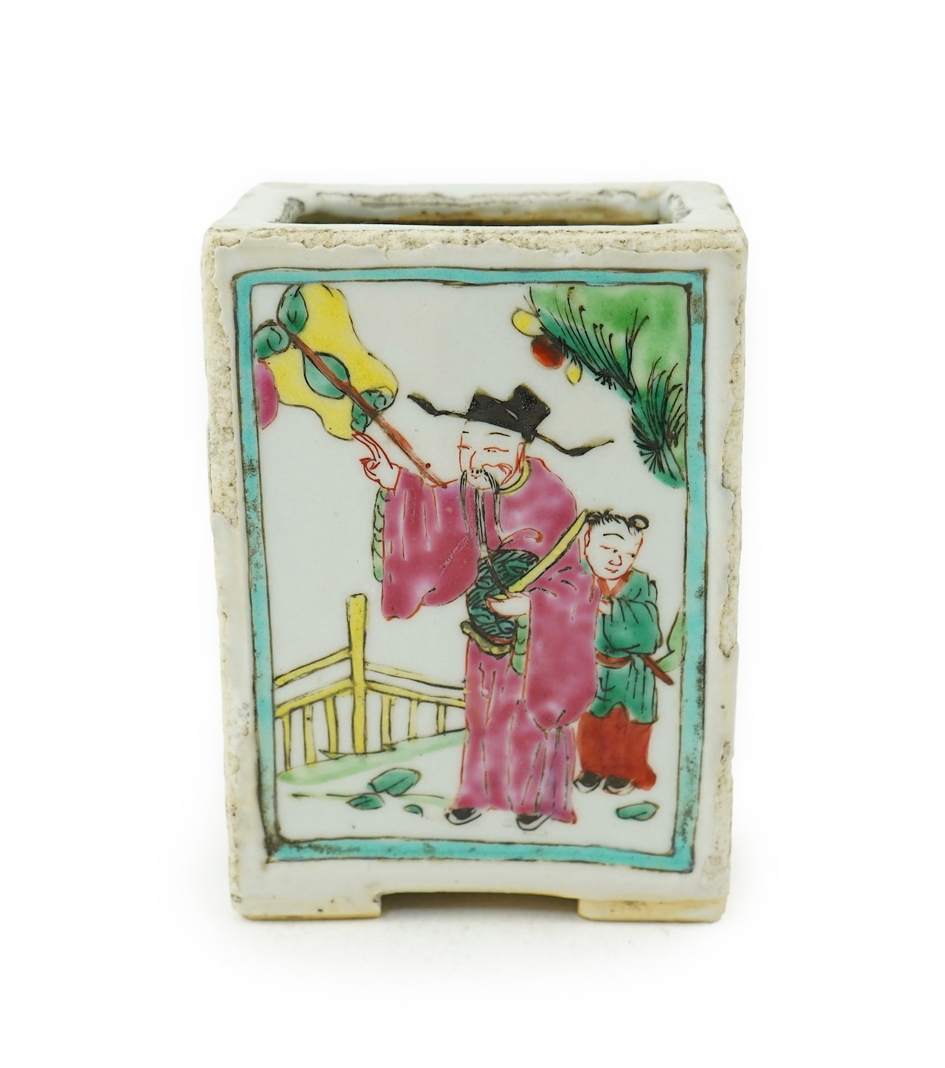 A Chinese famille rose rectangular brushpot, Yongzheng period (1723-35)